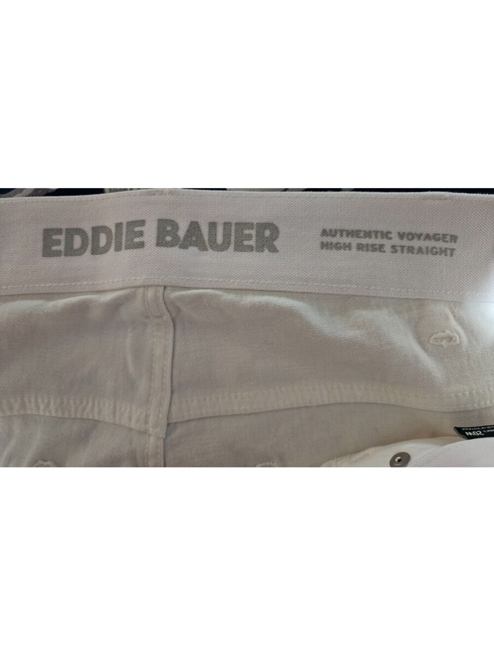 Women's Eddie Bauer Denim Jeans Pants Wide Leg Plus Size 20 White Elastic Waist - Picture 4 of 14